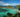 Overwater bungalows and tropical bay in Papua New Guinea.